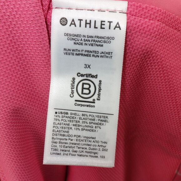NEW Athleta Run With It Printed Jacket pink Women's Plus Size 3X - Picture 10 of 14